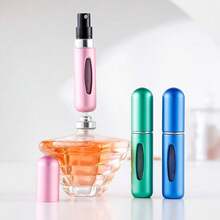 1Pc 5ml Metal Travel Spray Bottles, Self-Priming, Bottom Filling, Unscented, PVC-Free, Portable Perfume Atomizer Set For Suitcase & Toiletry Bag - Màu đen sáng - Xem 7