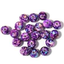 Acrylic 8mm Multi-Color Painted Pattern Round Beads - 100pcs For Jewelry Making, DIY Bracelet, Necklace, Phone Chain Craft Supplies