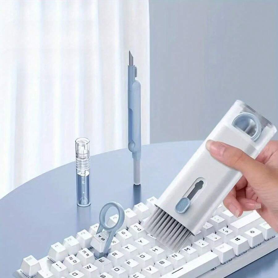7-In-1 Wireless Headphone Cleaning Pen, Earbud Cleaning Pen, Keyboard Cleaning Brush, Laptop Screen, Keyboard, Headphone Cleaning Set, Multi-Function Cleaning Tool, Key Remover - 藍白色 - 查看 1