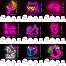 Letrero de neón de gato y luna, luz de noche de anime personalizada, decoración de pared de lámpara de gato, señal de luz de neón de gato de dibujos animados para decoraciones de fiesta de cumpleaños, luz de neón con alimentación USB para decoración del hogar, sala de juegos, dormitorio, habitación de niños, decoración de fondo, regalo de Navidad, fácil de colgar.