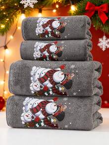 Christmas Bath Towel Set (1pc/2pcs) - Extra Large, Super Soft Microfiber Towels With Santa/Snowman/Elf Print, Quick Dry & Highly Absorbent, Festive Guest Towels, Perfect Christmas Gift For Family, Home Decor (34*75cm&40x80cm & 70x140cm&90*170cm) - Dark Grey - View 10