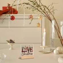 1 buc., Ornament creativ cu ren Rudolf și text de Crăciun cu mesajul LOVE - O decorațiune de Crăciun emoționantă pentru prieteni și familie, folosită pentru decorațiuni mici și creative pe rafturi de cărți, șeminee sau sub brazii de Crăciun.