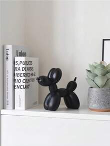 气球狗雕塑，现代艺术家家居装饰雕像，家居摆件，时尚动物艺术品，适合摆放在咖啡桌或厨房，与房间颜色和谐搭配，金属质感黑白狗雕塑