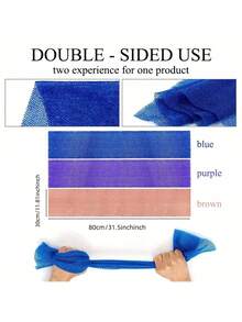 3 Pieces African Bath Sponge African Net Long Net Bath Sponge Exfoliating Shower Body Scrubber Back Scrubber Skin Smoother,Great For Daily Use (Blue,Purple,Brown)