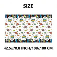 1pc, Multicolor City Superhero Theme Rectangular Party Tablecloth, Table Cover For Superhero Enthusiast Parties, Disposable Plastic Table Skirt For Birthday Parties, Anniversaries, Bachelor Parties, Home Decoration, Party Supply, 70.8x42.5 INCH - Multicolor - View 3