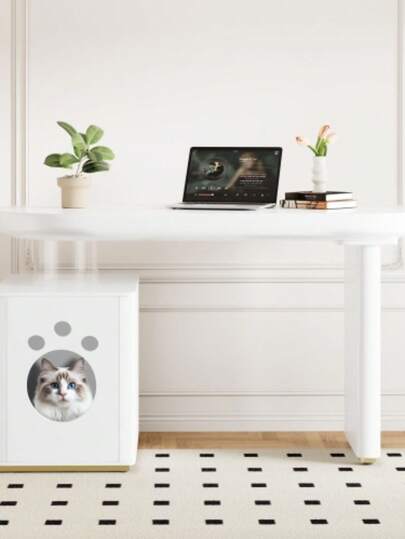 Moderne Bureau 117*50*74 Cm Wit Full Lacquer Finish, Cloud Shape, Drawers, Thickened Tabletop Legs, Rounded Curves, Stable Fully Lacquered, French view 5