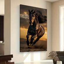 1PC Vintage Horse Decor Canvas Wall Art Modern Style, Desert Wild Horse Dynamic Painting Motion Capture Detailed Description, 2D Graphic Art Print, Modern Animal Wall Art Decoration, Suitable For Room Home Decoration, Framed And Ready To Hang - Nhiều màu - Xem 5