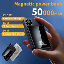 10000mAh Magnetic Charger Power Bank Wireless 22.5W USB-C Foldable Stand LED Display For IPhone 16/15/14/13/12 All Series - 黑色 - 查看 2