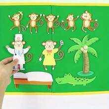 hoojojo 10 Pcs Five Little Monkeys Story Felt Set, Educational Storytelling Props, Classroom Drama Performance Tools, Interactive Teaching Aids, Montessori Learning Materials, Fun Parent-Child Activities, Holiday Gifts, Back To School Essentials