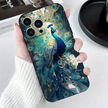 Funda de cuero negro con plumas de pavo real navideñas, linda y simple, gruesa y antigua, funda protectora para teléfono móvil, moderna y sencilla, personalizada y creativa, diseño a prueba de golpes y anticaídas, resistente a la suciedad y duradera, adecuada para  17/17 Pro/17 Pro Max/17 Air/ 16/16 Pro/16 Pro Max/16 Plus/ 15/15 Pro Max/15 Pro/15 Plus/ 14/14 Pro/14 Plus/14 Pro Max/ 13/13 Pro/13 Pro Max/12/12 Pro/12 Pro Max/11/11 Pro/11 Pro Max/XR/X/XS/XS Max. Es el regalo de cumpleaños perfecto para novias, novios, esposos, esposas, amigos o para uno mismo, innovador y a la moda, adecuado tanto para hombres como para mujeres. - Multicolor 2081 - Ver 6