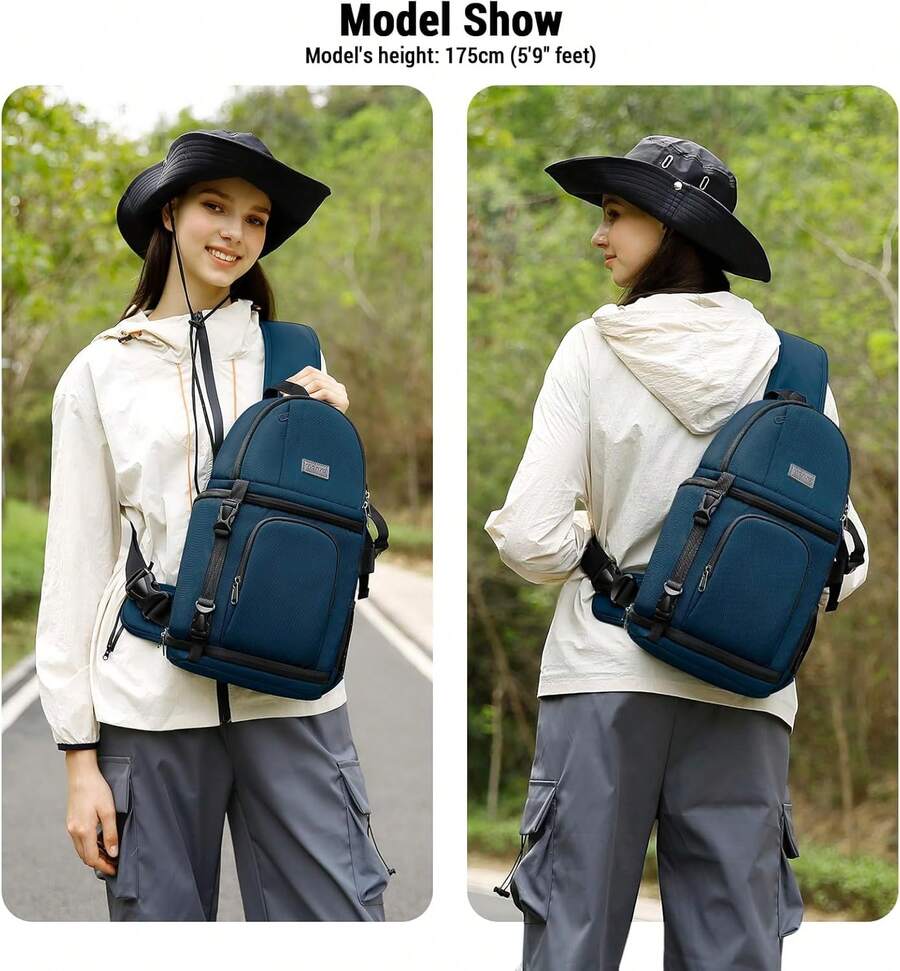 MOSISO Camara Bolsa, DSLR/SLR/Mirrorless Mochila a Prueba de Golpes Para Cámara Con Trípode e Inserto Desmontable - Trullo Profundo - Ver 1