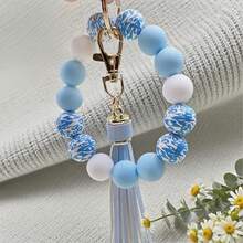 Bohemian Tassel Beaded Bracelet - Leopard Print  Unique Design, Suitable For Keys, Bags, Christmas Tree Decorations, Handmade Accessories, Fashion Wristbands, High-Quality Craftsmanship, DIY Accessories, Jewelry Making Kit - Perfect Gift Choice For Christmas, Birthdays, Graduations |   Simple And Elegant Design