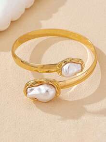 1 Set Baroque Pearl Metal Pendant Y-Necklace Set, Vintage Unique Metal Style, High-End Necklace, Bracelet, Ring - Vintage, Elegant Pearl Inlaid Flat Chain Necklace, Suitable For Women's Wedding, Party, Daily Wear, Holiday Gift