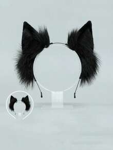 1 件/2 件性感猫耳和尾巴配饰，手工制作的可爱猫耳头带和尾巴套装，角色扮演，派对 - 彩色 - 查看 6
