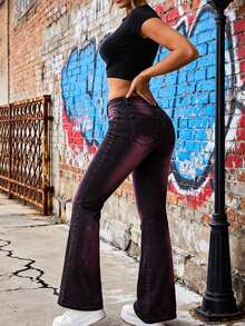 Pantalones vaqueros ajustados de mujer de cintura alta con efecto degradado de color, pantalones de mezclilla con control de barriga, estilo de ropa de calle sexy y cómoda con estiramiento