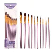 10 piezas Juego de pinceles de nailon multifuncionales para acuarela, adecuados para acuarela, acrílico y pintura al óleo