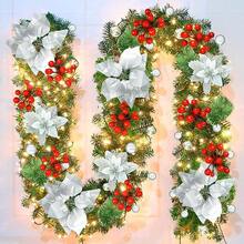 Corona de Navidad, Corona de Navidad Iluminada con 30 Luces LED de 2.7 Metros, Decoraciones de Navidad para Escaleras, Chimenea, Puerta, Árbol de Navidad, Jardín, Regalos - Verde - Ver 11