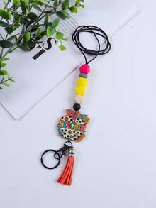 1pc Back To School Silicone Beaded Lanyard ID Badge Holder, Acrylic Tassel Charm Necklace Pendant Gift For Teachers, Students Halloween Car Accessories Bag Charm Cute Goth Y2k Bag Accessories Lanyards With Id Holder Car Accessories Bag Charms - Multicolor - View 27