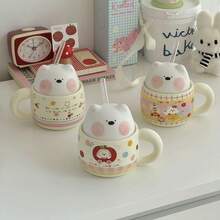 可爱 3D 西高地梗幼犬无柄酒杯，高品质陶瓷杯，女士生日礼物 - 彩色 - 查看 3