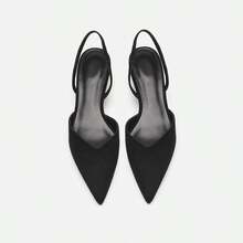 Sandalias de mujer Baotou Nuevo estilo veraniego: sandalias minimalistas de punta afilada y tacón cuadrado Zapatos planos de tacón alto y correa fina para mujer tacones altos - Negro - Ver 3