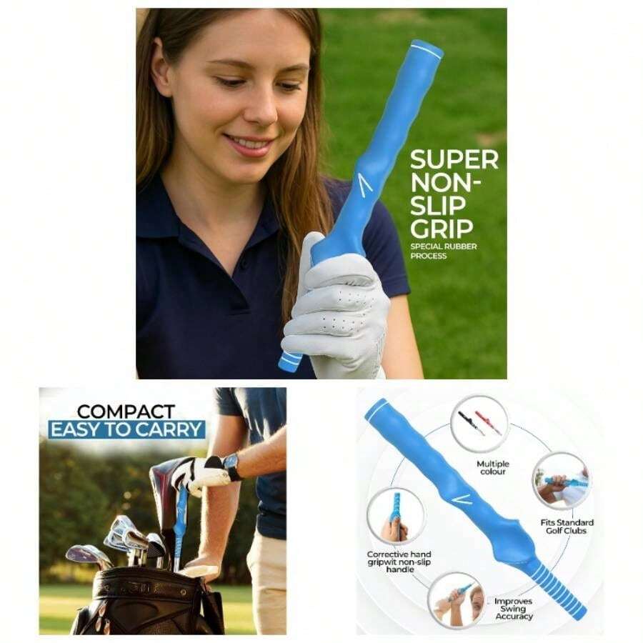 Right - Hand Grip Trainer U2013 Swing Training Aid Hand Positioning Anti - Slip Grip Trainer Beginners Pros Improve Accuracy, Power Consistency - Máy tập cầm gậy golf Sky Blue - Xem 1