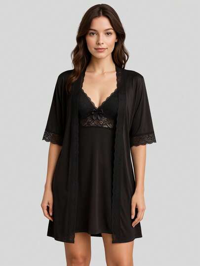 Robe Luxo Romantic e Renda Roupão Confortável linha Noite Noiva e Maternidade
