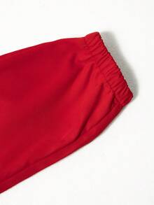 1 pieza Pantalón cargo de unicolor informal para niñas preadolescentes para uso al aire libre - Rojo - Ver 6