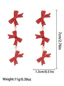 2pcs/Set Rhinestone Santa Claus, Christmas Tree, Reindeer Stemware, Gingerbread Man, Bowknot , Gold Pendant Earrings, Christmas Gift