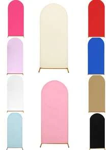 1 件 80*180 厘米纯色弹性拱门背景支架罩，米色/象牙色/浅粉色派对背景布，婚礼拱门罩，婚礼派对拱门布面板，背景装饰，适用于生日、迎婴派对、新娘送礼会、性别揭晓、花园户外仪式宴会装饰、节日礼物返校用品，可水洗，可重复使用（不包括拱门支架） - 彩色 - 查看 11