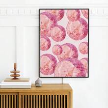 1 Stück festliche rosa Discokugel Leinwand Poster, Retro Ästhetik, Mode Geschenke und kreative Heimdekoration - ungerahmt, moderne Wandkunst für Wohnzimmer, Schlafzimmer, Bar