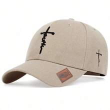 1pc Women's Faith Letter Embroidered Baseball Cap With Cross Pattern, Adjustable Sun Protection Casual Hat For Spring, Autumn, Travel, Beach