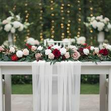6FT Flower Garland Eucalyptus Willow Garland With Flowers Handcrafted Garland For Wedding Centerpieces For Rehearsal Dinner Bridal Shower, Wedding Ceremony Reception Outdoor Decor - 紅色 - 查看 6