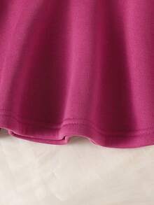 2 件套女婴优雅可爱保暖内衬长袖夹克 + 套头衫连衣裙套装，秋冬 - 玫紅色 - 查看 8