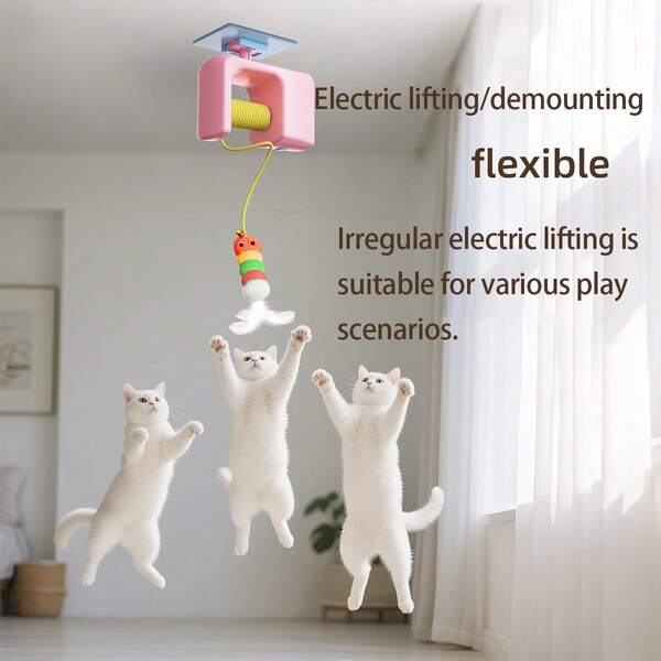 1 pieza Juguete electrónico retráctil para gatos con movimiento de vaivén asimétrico, resistente a mordiscos, juguete interactivo para mascotas con características de autoentretenimiento, apto para uso doméstico