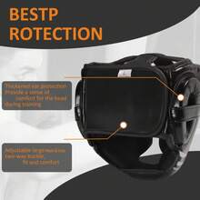 1 قطعة واقي رأس للملاكمة احترافي، مصنوع من جلد البولي يوريثان السميك، مناسب للبالغين والمراهقين، جنسي محايد، خوذة مغلقة الوجه للتدريب على الكاراتيه والملاكمة، تجهيزات واقية قوية للتايكوندو والملاكمة والفنون القتالية والمواي تاي والمصارعة المختلطة، متوفرة بمقاسات S/M/L، باللون الأسود والأحمر والأزرق والألوان الساطعة، رؤية واسعة، واقي - متعدد الألوان - مشاهدة 5