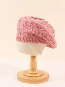 قبعة بيريه محبوكة بلون أحادي للنساء للاستخدام اليومي العادي، عصرية ومتعددة الاستخدامات، قطعتان/قطعة واحدة - متعدد الألوان - مشاهدة 12