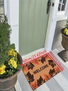 1 buc. Covoraș de intrare minimalist cu frunze de arțar galbene de toamnă, covor mic potrivit pentru decor de sărbători, decor zilnic, decor de cameră, living, dormitor, bucătărie, birou, covoraș de intrare interior/exterior vintage tip fermă, toamnă/iarnă