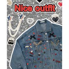 85 Pcs Junk Socks Charms Kit, Black And Red Charms Socks, Brooches And Pins Women, ShoeCharms With Bows, Sneakers Kit With Pearls Rhinestones Chains - Đen và Đỏ - Xem 5