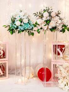 Acrylic Flower Vase, Transparent Floral Display Stand, Geometric Vase, Elegant Display Rack For Birthday Party, Wedding, Dining Table Decor