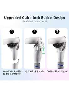 1 Pair Long Arm VR Controller Grips, Compatible With Meta Quest 3S/3/Oculus Quest 2 - Enhanced Beat Saber Handles, ABS Material, Red And Blue Stripe Grip Options, Immersive VR Gaming Experience/Sturdy Design - Multicolor - View 4