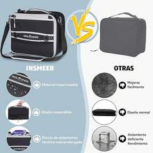 INSMEER Bolsa de Almuerzo Plegable Grande - 32 Latas/16L, Lonchera Termica para Impermeable y A Prueba de Fugas, Bolsas Termicas Reutilizable para Trabajo, Oficina, Viajes, Unisexo - Gris - Ver 5