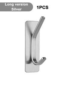 1/2/4pcs Adhesive Hooks, Towel Hook Coat Hooks, Stainless Steel Brushed Wall Hooks, For Hanging Throbe Sponges In Bathroom And Bedroom, Hook Accessories, Auxiliary Hook, Heavy Duty Hook. For Hanging Coat, Clothes, Plants, Gardening Tools, Kitchenware, Pans, Pots, UtBaensils, Spoons, Hat, Towel Robe Hook Rack Wall Mount. For Your Bedroom, Shower, Classroom, Garage, Apartment, College Dorm, Cabinets, Fridge, Organizer And Most Kinds Of Room Decor.