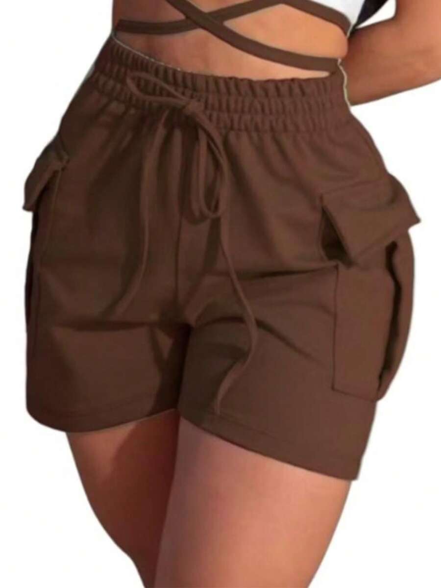 Women's Elegant Sweatpants Cargo Shorts - 鏽棕色 - 查看 1