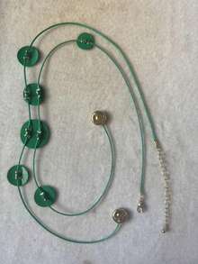 1件时尚优雅几何圆形光滑拉丝不对称蛇形链项链，百搭长项链，女士时尚饰品 - 綠色 - 查看 4