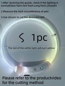 1 pieza Collar de mascota LED recargable de PVC, 3 modos de iluminación, visible por la noche para la de la mascota, adecuado para perros y gatos pequeños a grandes, collar festivo, longitud ajustable. Confirme que el tamaño del producto sea adecuado para el peso de su mascota para evitar daños.