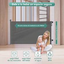 Puerta De  para Niños, 180 * 86 cm Hay Dos Tipos De Instalación: Sin Agujeros/Perforados, Puerta Retráctil Ajustable,Adecuada para Escaleras,Cocina,Puerta,Puerta de  para Bebé - Negro - Ver 3