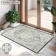 1Pc Extra Large Floral Geometric Area Rugs - Non-Slip TPR Backing, Machine Washable Low-Pile Polyester Carpet For Living Room, Bedroom, Office - Green Beige & White Modern Farmhouse Decor, Durable Floor Covering, Rugs For Living Room - Style 1 - View 9