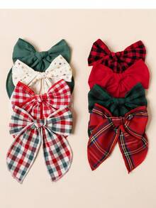 Spinki do włosów z kokardką 1/4 szt., Jednokolorowe spinki do włosów w kratkę z dekoracją w gwiazdki, Urocze spinki do włosów z materiału w kratkę, Najlepszy prezent dla bliskich, Spinki do włosów, Spinki do włosów, Akcesoria do włosów