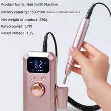 20,000RPM Rechargeable Electric Nail Drill, Professional Portable Nail File Machine For Acrylic, Gel Nails Polishing, With 11 Sanding Bits And 26 Sanding Bands, Cordless High-Speed Salon & Home Use, Great Gift For Women