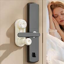 قفل باب محمول، مجموعة من موانع الأمان المضادة للسرقة لباب، نوع كوب شفاط بدون ثقب، سهل التركيب والإزالة، مناسب لأغلب أقفال الأبواب، مناسب للمنازل والفنادق، لا يتطلب مصدر طاقة، تطبيق يدوي، إكسسوارات سفر وحماية شخصية أساسية للفتيات اللاتي يعشن بمفردهن